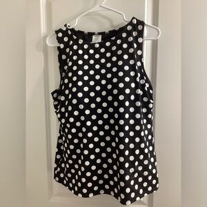 Lands' End Black White Polka Dot High Neck Tankini Swim Top - 14 DDD Excellent